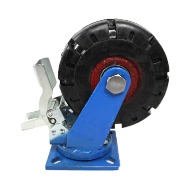 8 inch overweight flat plate iron rubber casters wheel with brake